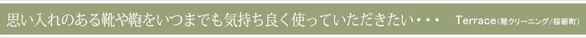 思い入れのある靴や鞄をいつまでも気持ち良く使っていただきたい・・・（テラス）